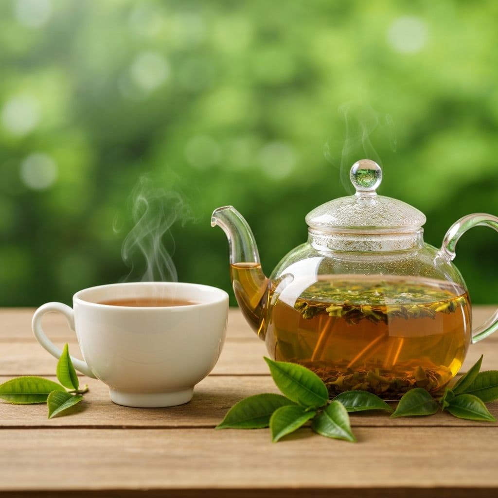 Cajnik.com - stakleni čajnik i šolja čaja u prirodnom okruženju