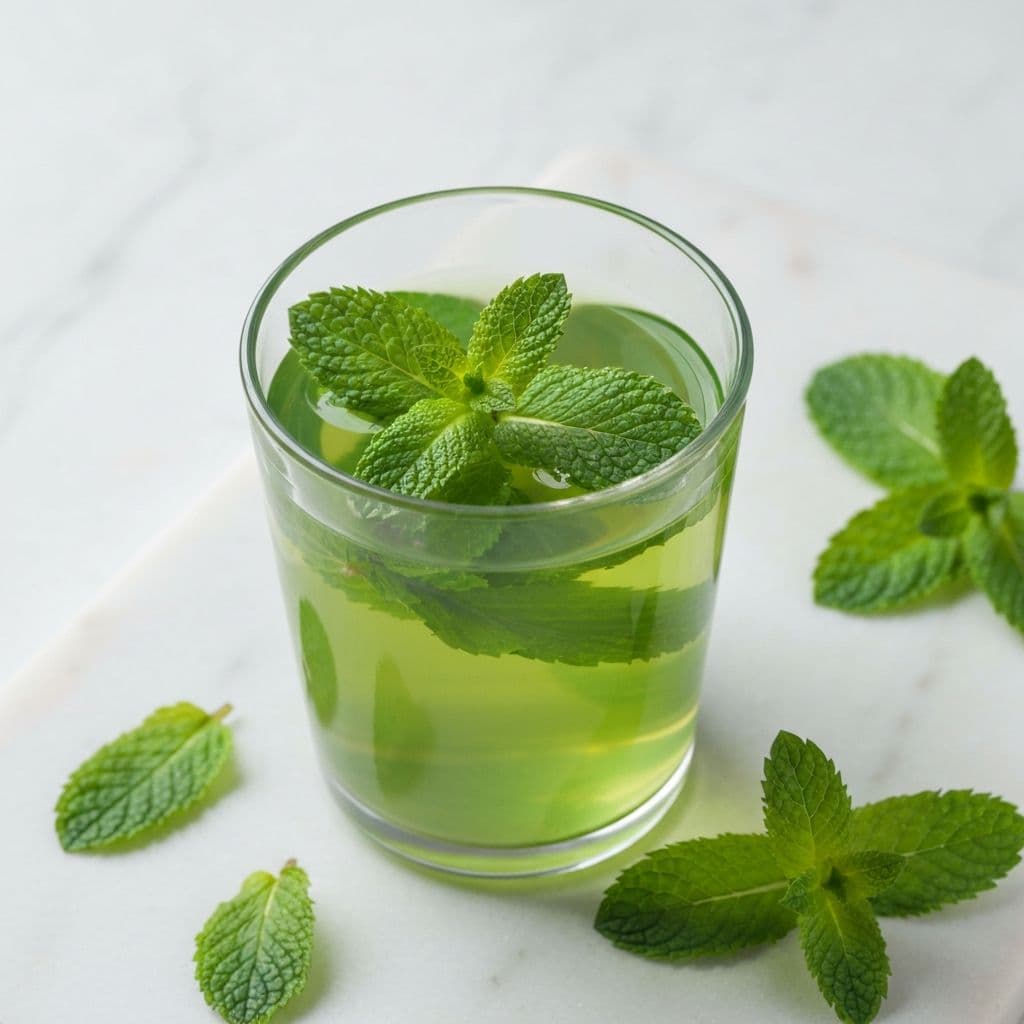 Osvježavajuća šolja čaja od nane sa svježim zelenim listovima mente